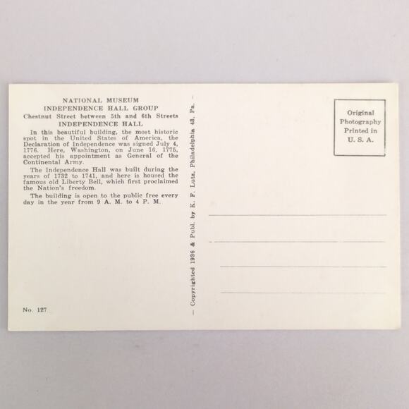 Vintage 1936 Real Photo Postcard Independence Hall & Commodore Barry Monument - Picture 2 of 2